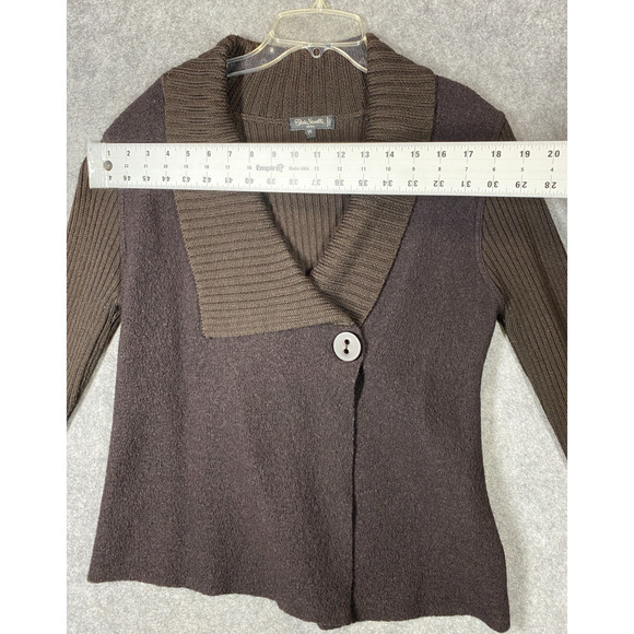 Sweater Jacket Womens Medium Brown Lamb Wool Blend Silvia Novelli Noba Italy - Picture 2 of 13